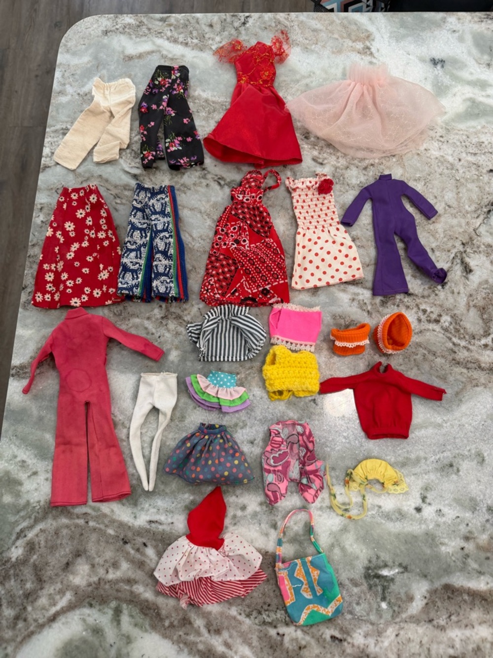 1960-1970’s Vintage Barbie Doll Clothing Set - Pink, Red, Purple, Yellow & More